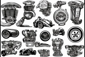 race car piston engine tattoo idea