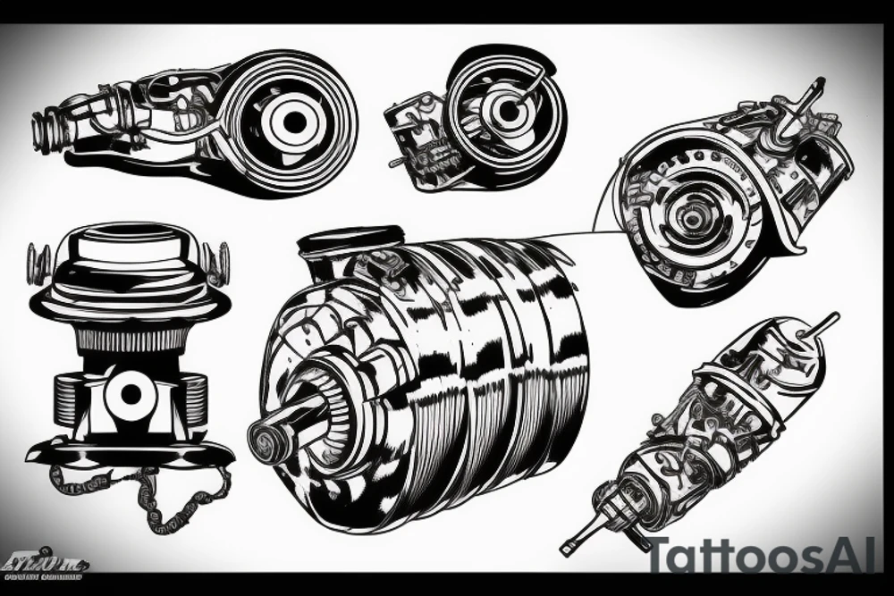 race car piston engine tattoo idea