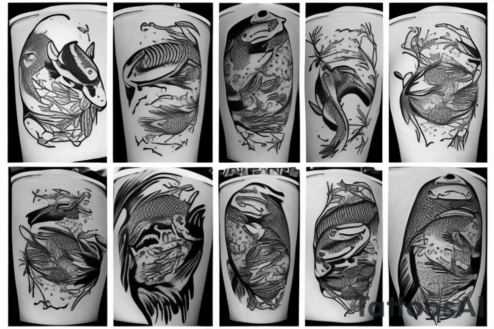 Bigfoot and koi fish tattoo idea
