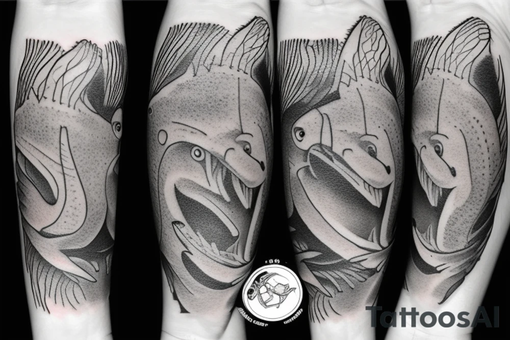 Bigfoot and koi fish tattoo idea