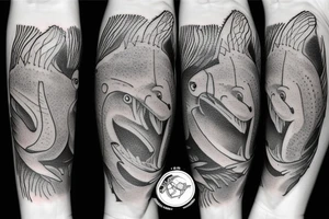 Bigfoot and koi fish tattoo idea