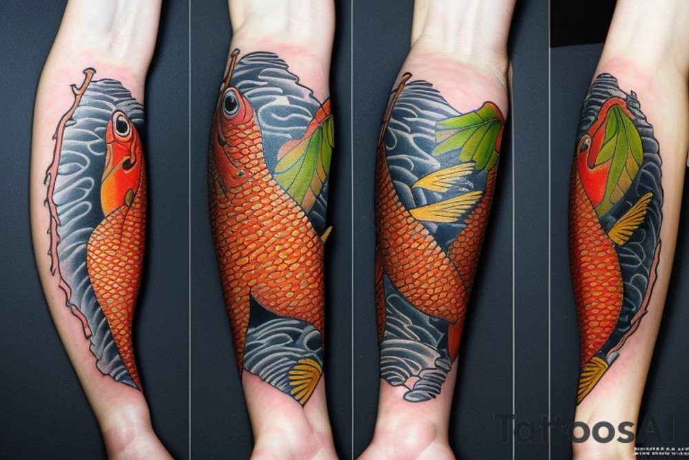 Bigfoot and koi fish tattoo idea