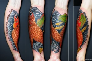 Bigfoot and koi fish tattoo idea