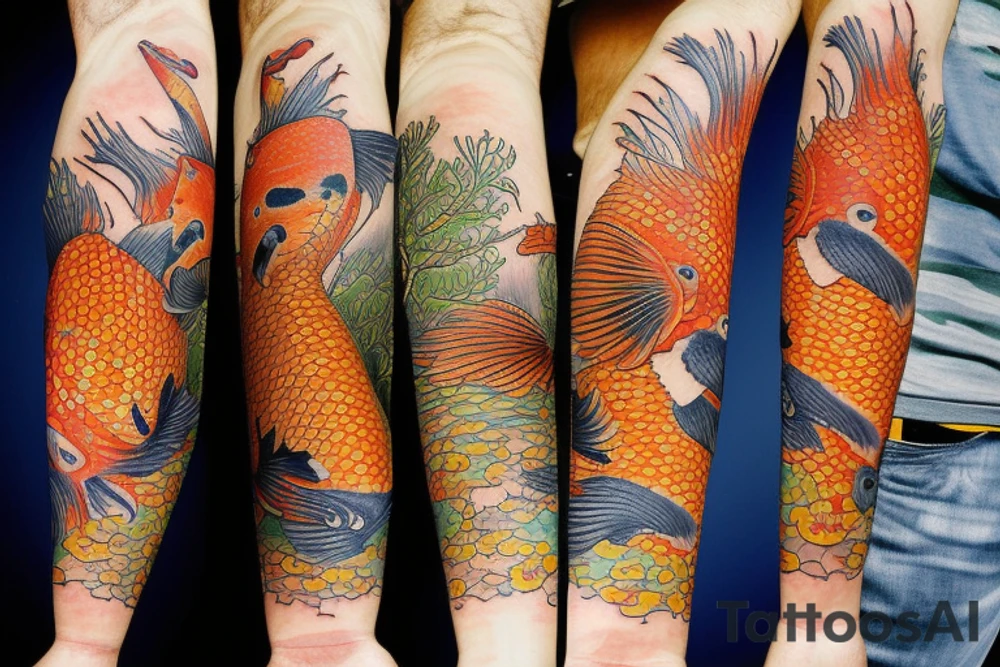 Bigfoot and koi fish tattoo idea