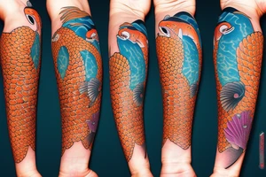 Bigfoot and koi fish tattoo idea