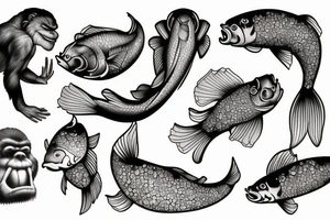 Bigfoot and koi fish tattoo idea