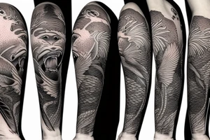 Bigfoot and koi fish tattoo idea