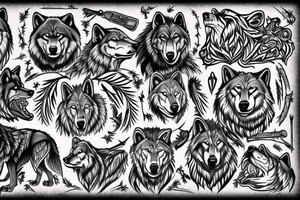 2 big wolves, one medium wolf, and a cub tattoo idea