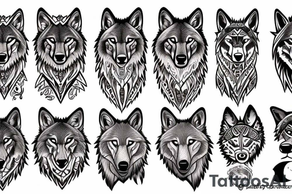 2 big wolves, one medium wolf, and a cub tattoo idea