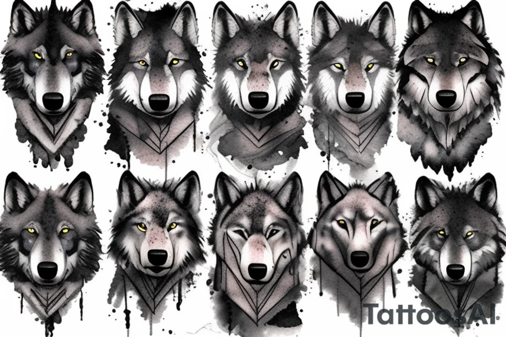 2 big wolves, one medium wolf, and a cub tattoo idea