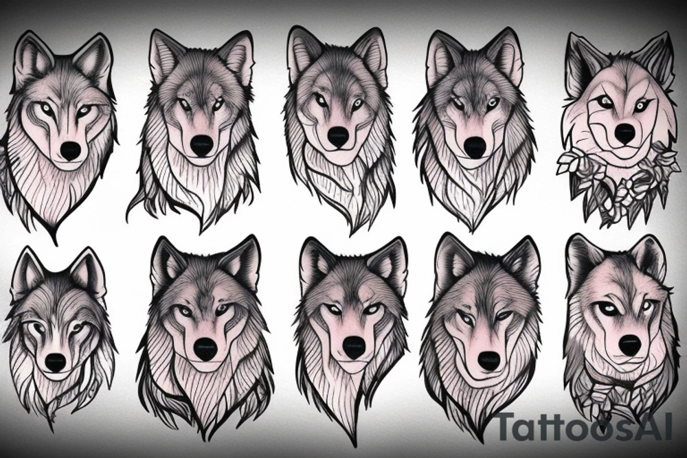 Wolf family howling tattoo idea