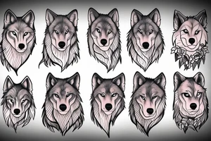 Wolf family howling tattoo idea