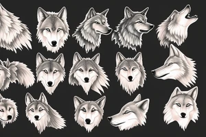 Wolf family howling tattoo idea