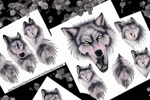 Wolf family howling at the moon tattoo idea