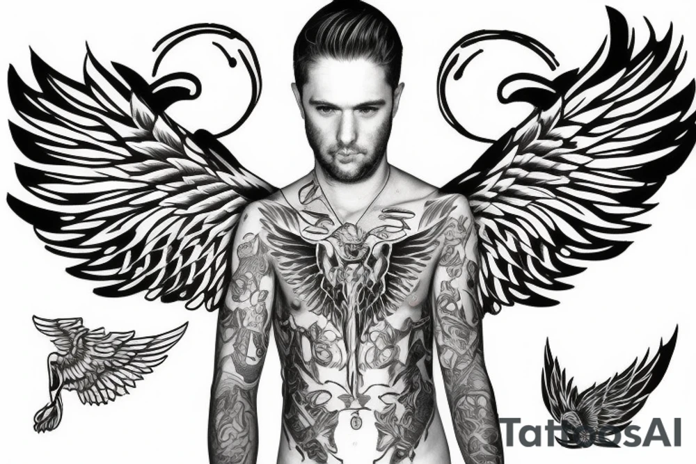 My Brother with wings ang angel halo tattoo idea