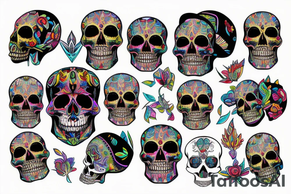 psychedelic skull tattoo idea