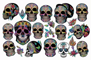 psychedelic skull tattoo idea