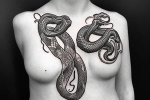 Dainty, boho snake tattoo for a torso tattoo idea