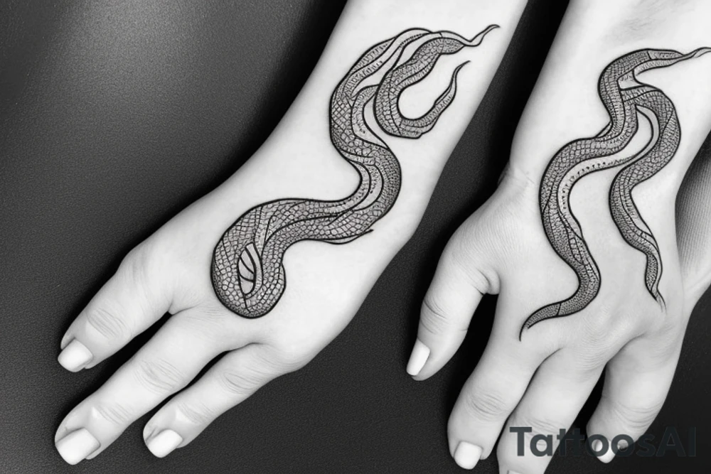 Dainty, boho snake tattoo for a finger tattoo idea