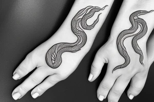 Dainty, boho snake tattoo for a finger tattoo idea