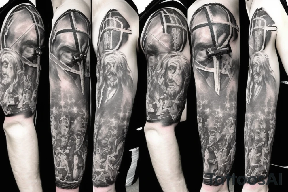 Cross with Jesus head tattoo idea