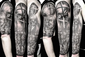 Cross with Jesus head tattoo idea