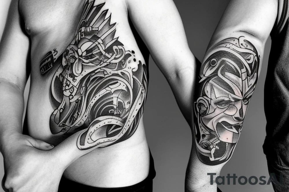 Father and son working together tattoo idea