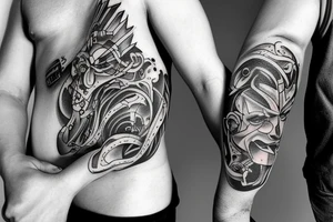 Father and son working together tattoo idea