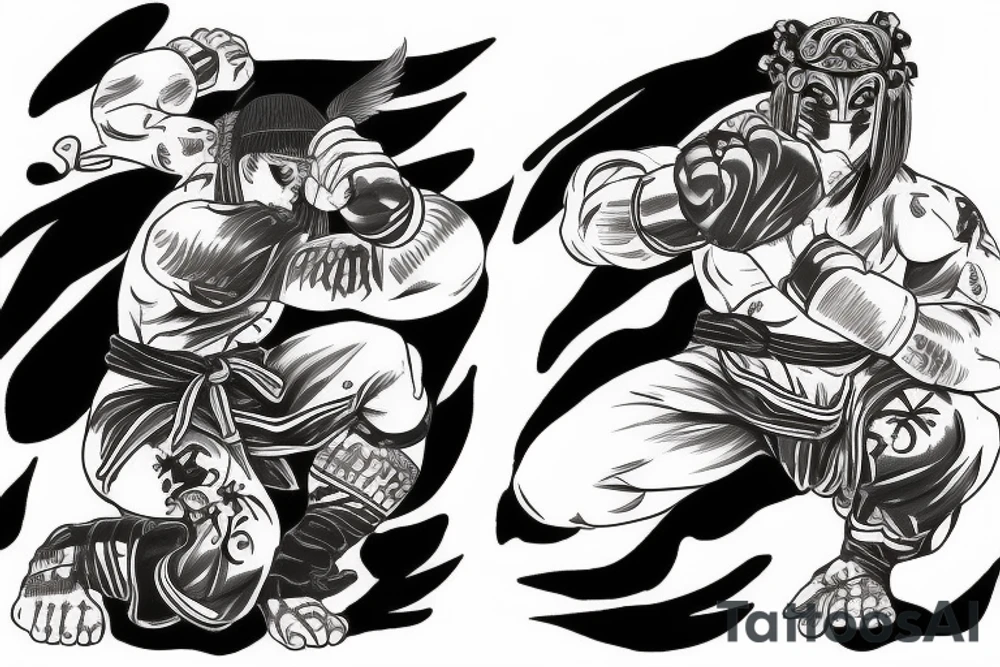 Ryu hayabusa fighting with doku tattoo idea