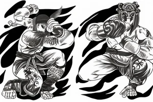 Ryu hayabusa fighting with doku tattoo idea