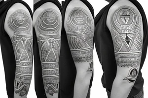 Egyptian tattoo sleeve with anbus the all seeing eye and hieroglyphs tattoo idea