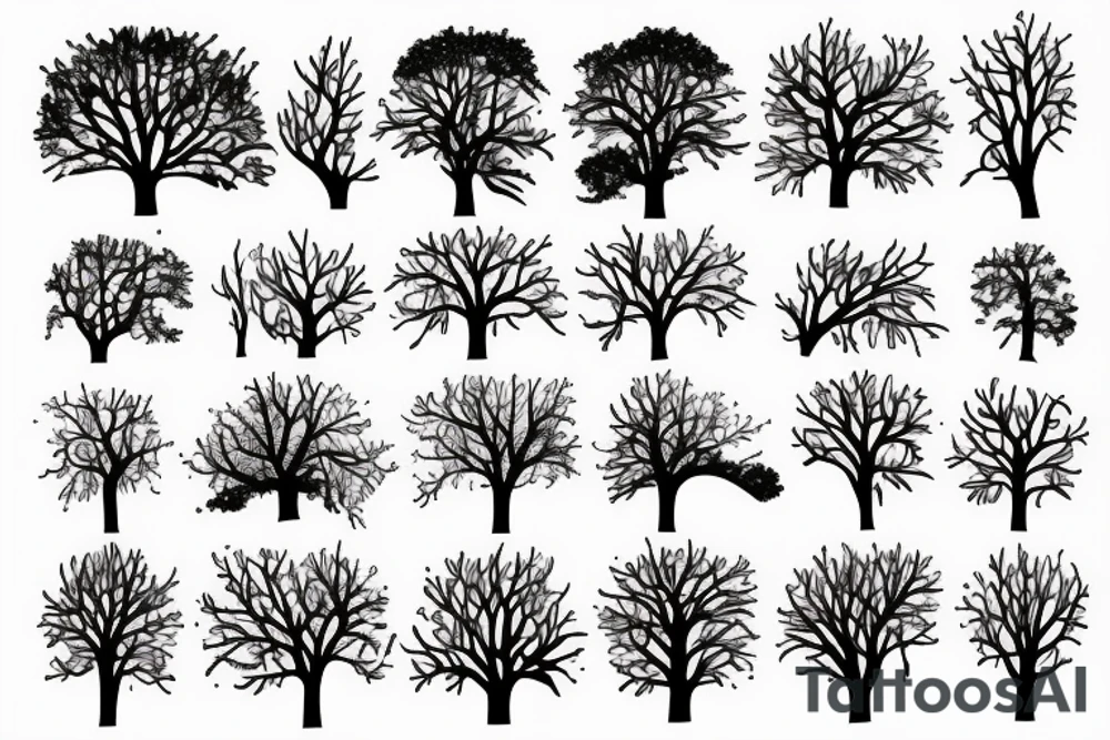 Sunset river trees birds tattoo idea