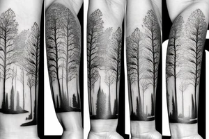 Sunset river trees birds tattoo idea