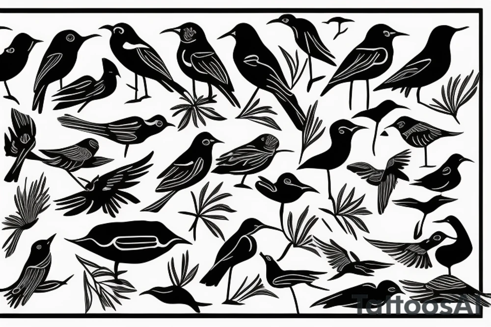 Sunset river birds tattoo idea