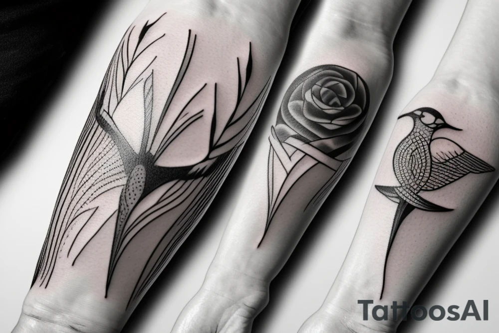 Sunset river birds tattoo idea