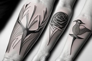 Sunset river birds tattoo idea