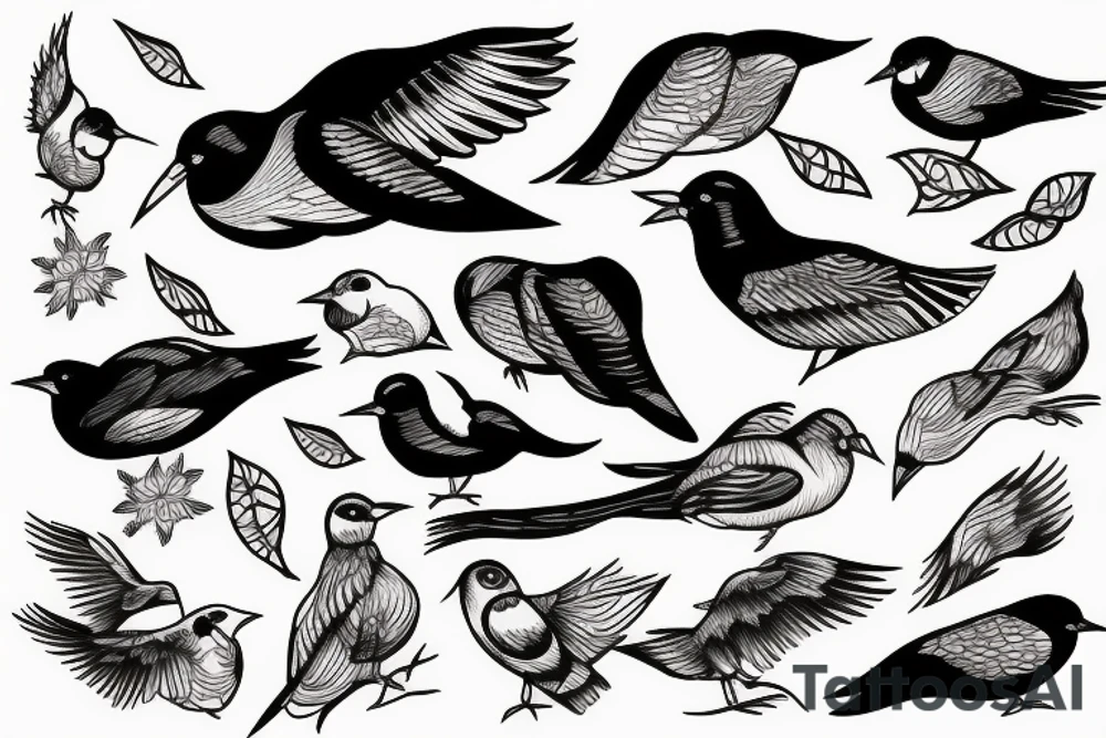 Sunset river birds tattoo idea