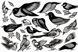 Sunset river birds tattoo idea