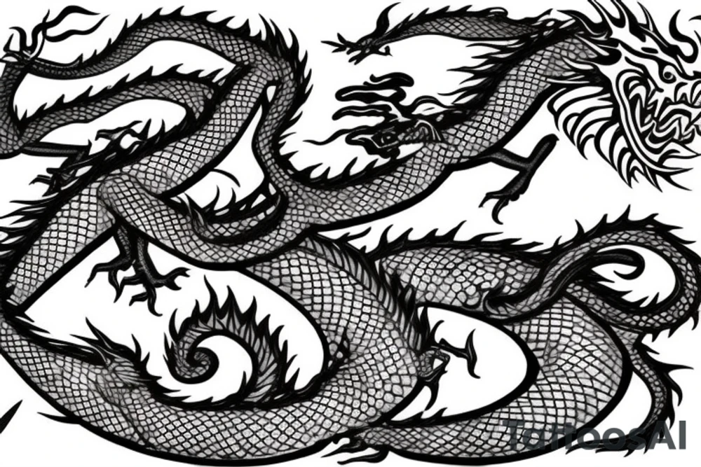 chinese fire-breathing dragon tattoo idea