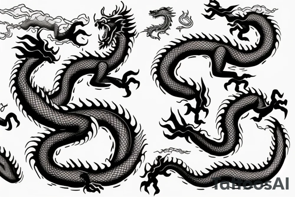 chinese fire-breathing dragon on hand tattoo idea
