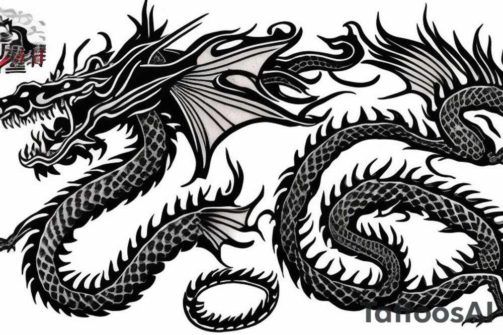 chinese fire-breathing dragon on hand tattoo idea