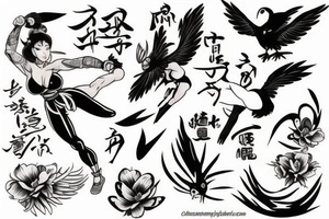 Chun li doing spinning bird kick tattoo idea