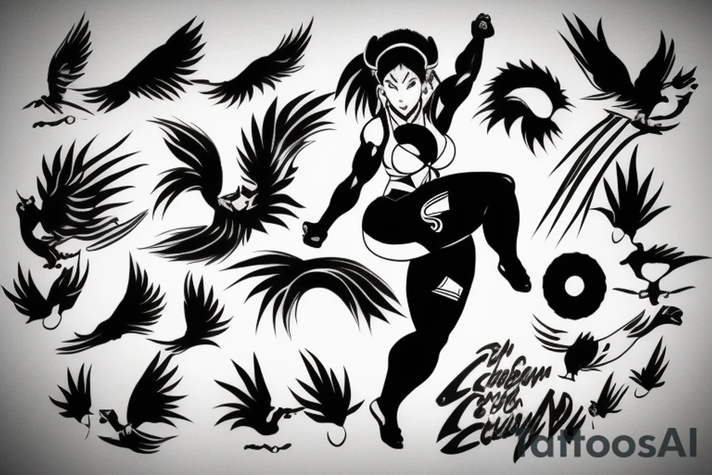 Chun li doing spinning bird kick tattoo idea
