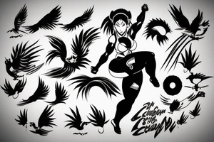 Chun li doing spinning bird kick tattoo idea