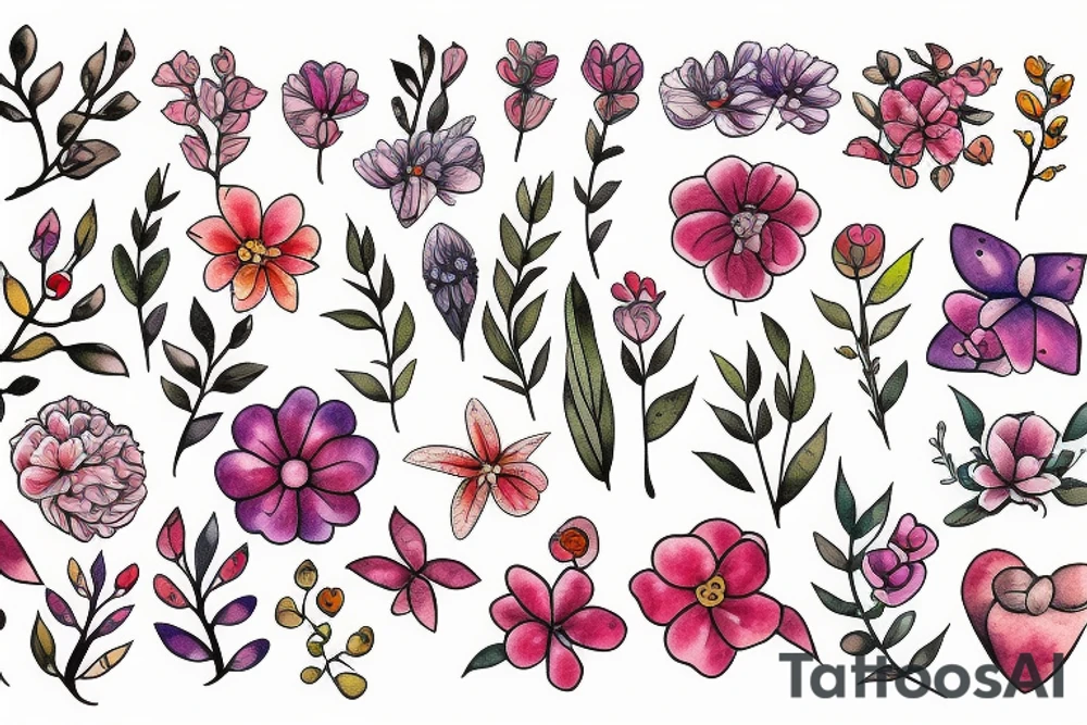 small, dainty flowers tattoo idea