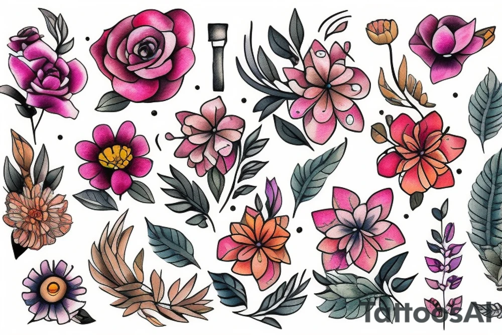 small, dainty flowers tattoo idea