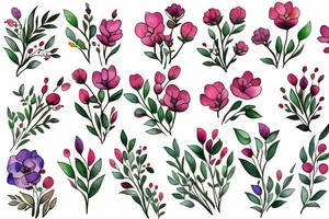 small, dainty flowers. not tacky, no outlines tattoo idea