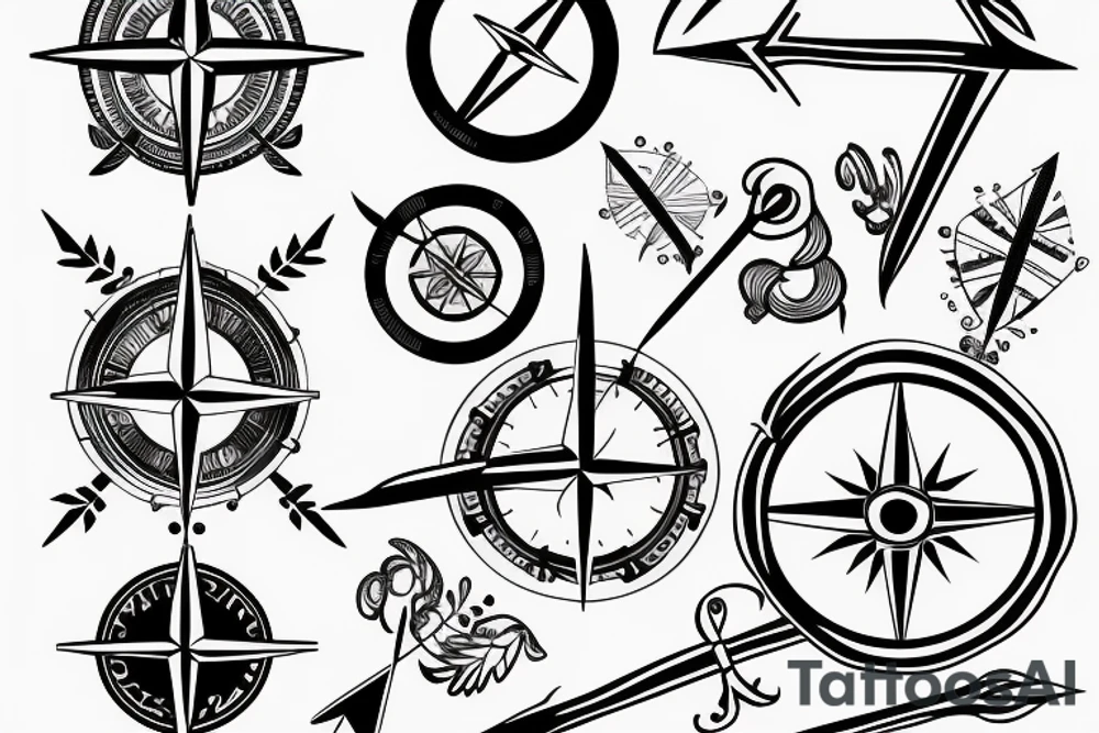 compass and arrow tattoo idea