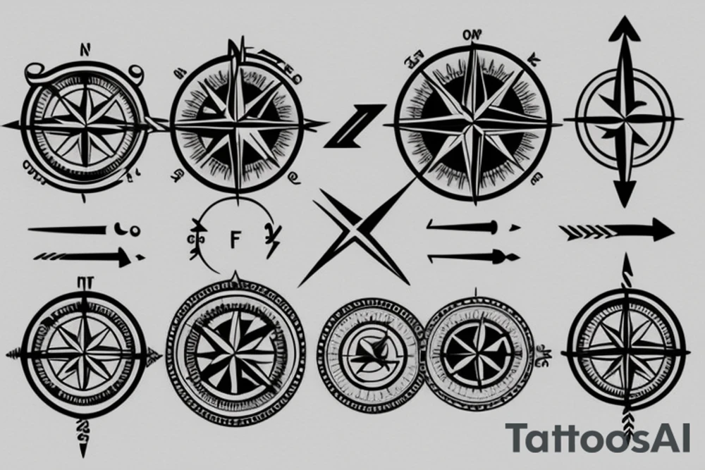 compass and arrow tattoo idea