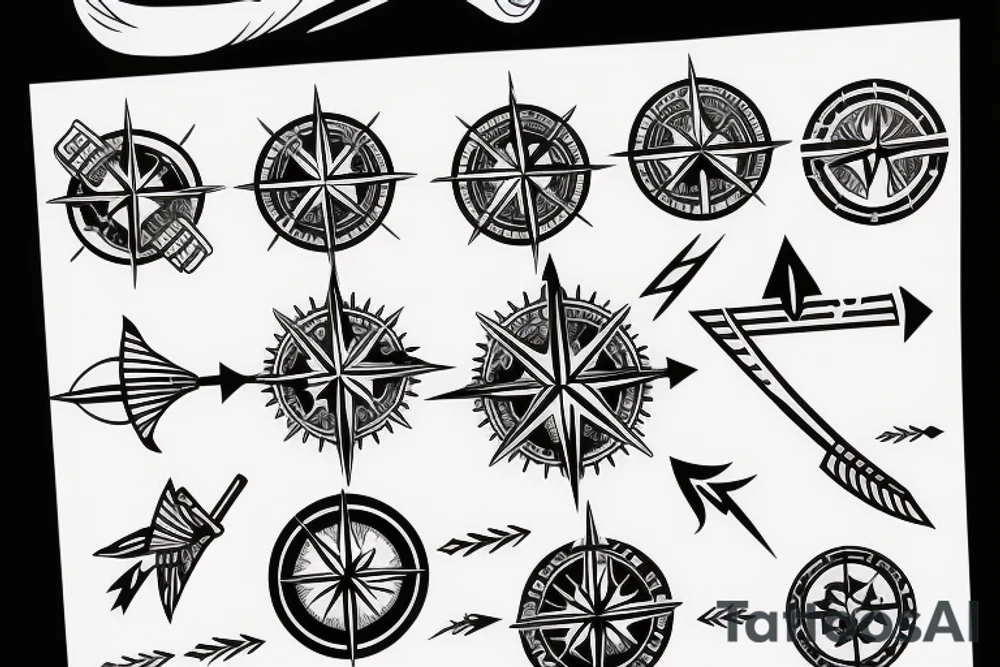 compass and arrow tattoo idea